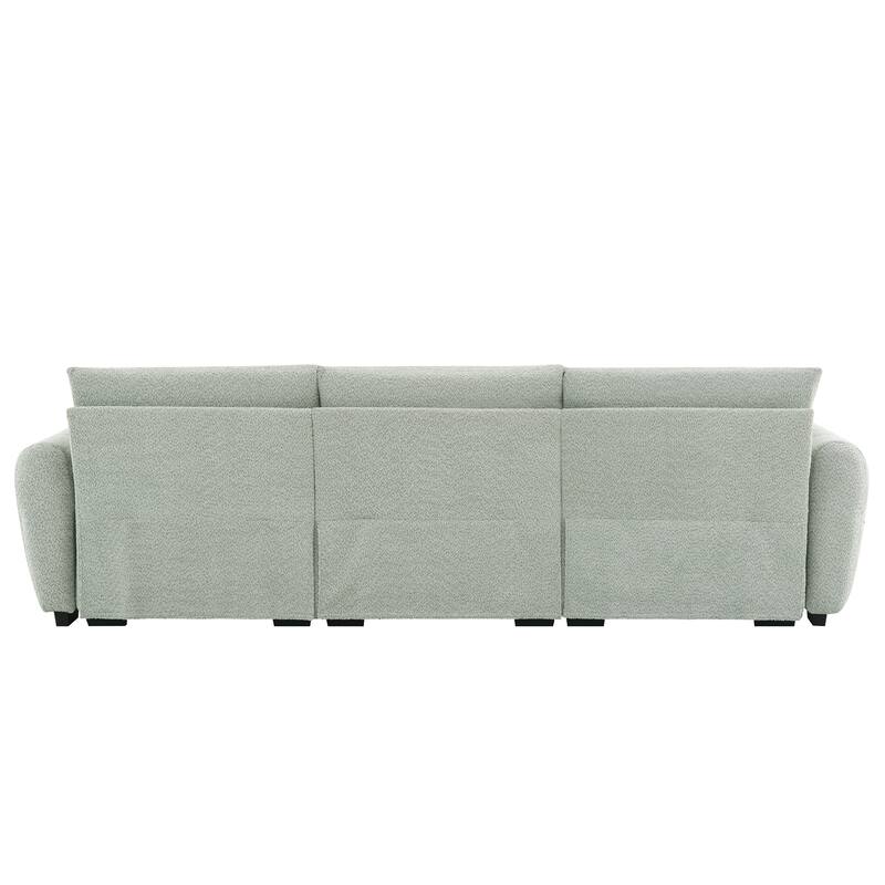 Oversized Modular Sofa, 110" Sectional Sofa with Movable Ottoman, 2 Throw Pillows, 4 Seat Pull-line Design Couch for Living Room