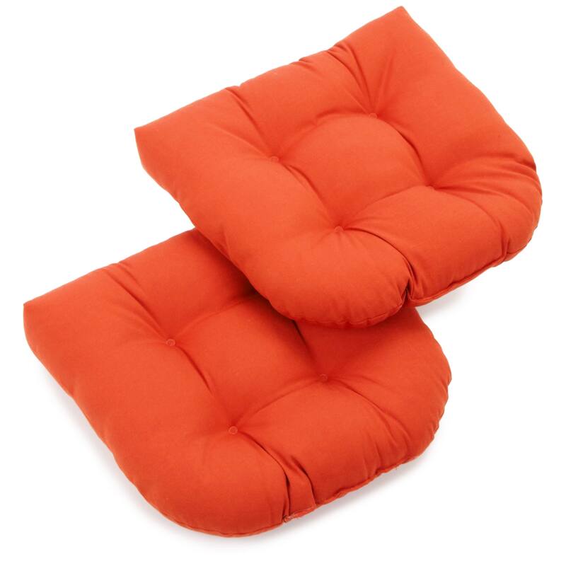 19-inch Twill U-shaped Chair Cushion (Set of 1, 2, or 4) - 19 x 19 - Set of 2 - Tangerine Dream