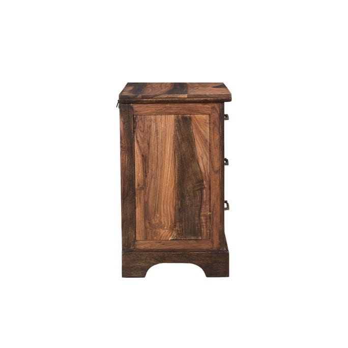 HomeRoots 27" Dark Brown Three Drawer Solid Wood Nightstand