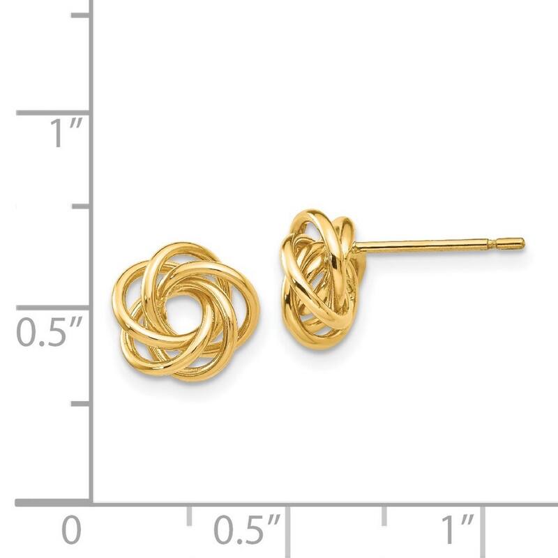 Curata 14k Yellow Gold 12mm Polished Loose Love Knot Post Earrings