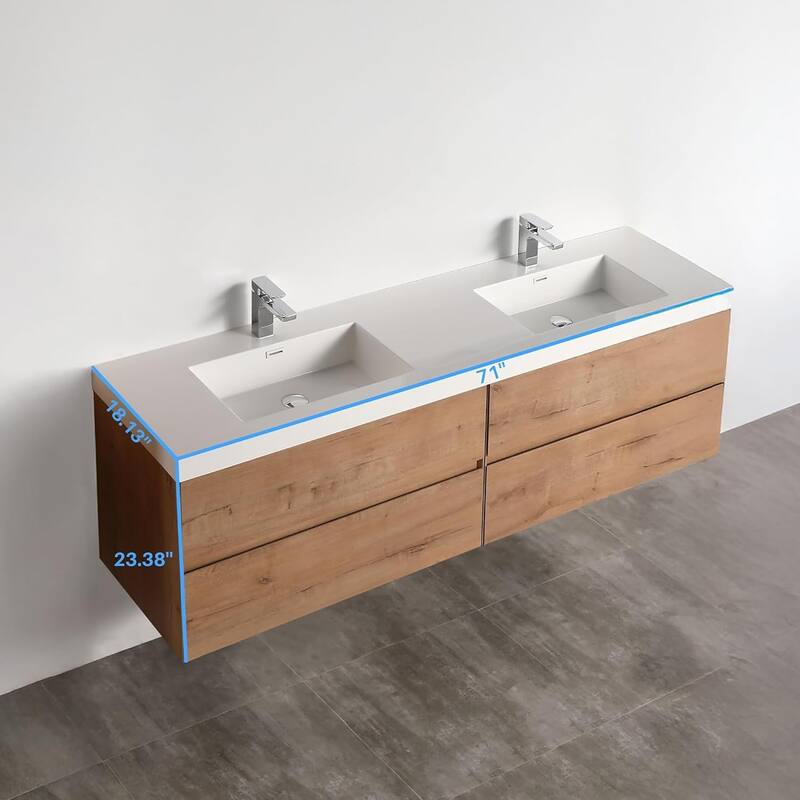 Blossom Assisi 72 Inch Wall Mounted Bathroom Vanity with Sink