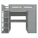 preview thumbnail 47 of 78, Twin/Full Size Loft Bed with Bulit-in Desk and Wardrobes, Solid Wood Kids Loft Bedframe with 4 Drawers and Storage Shelves