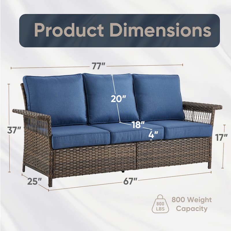 Outdoor PE Rattan Sofa Furniture Set - Brown