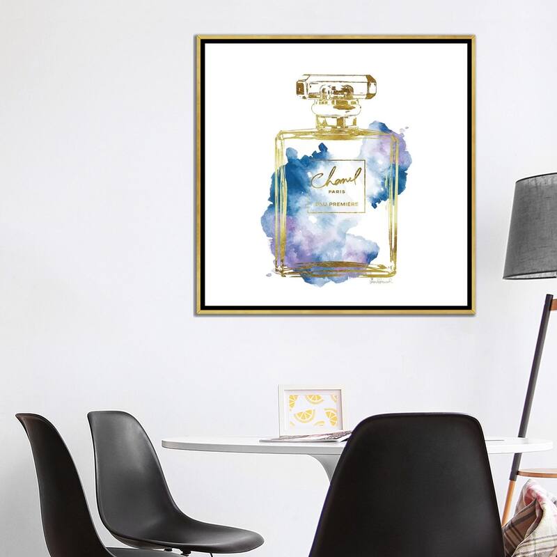iCanvas "Gold And Blue Perfume Bottle" by Amanda Greenwood Framed Canvas Print