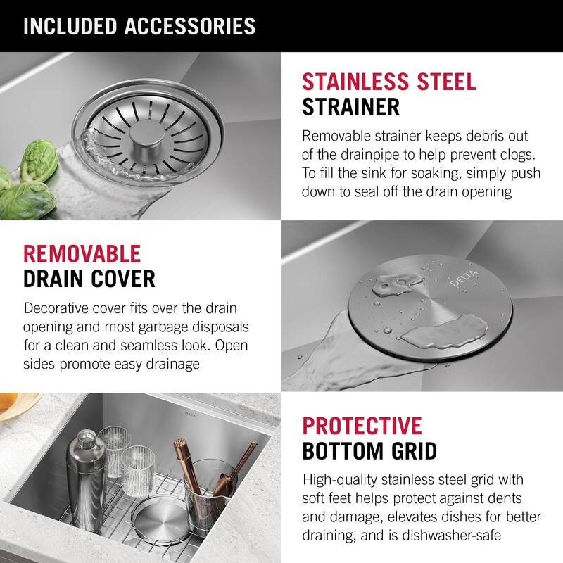 Delta 95B9031-17S Rivet 17” Workstation Bar/Prep Kitchen Sink