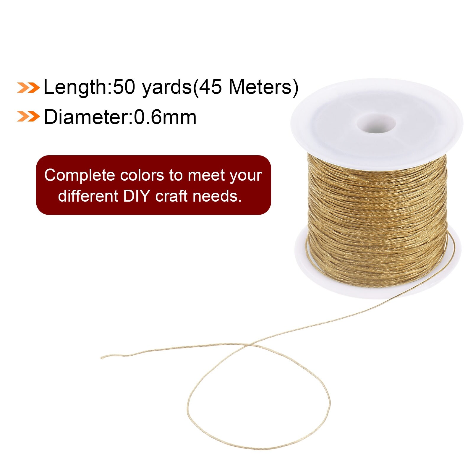 1 Roll Nylon Beading Thread Knotting Cord 0.6mm 50 Yards Satin String, Khaki