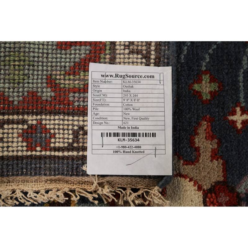 Navy Blue Oushak Indian Area Rug Handmade Wool Carpet - 8'0"x 9'8"