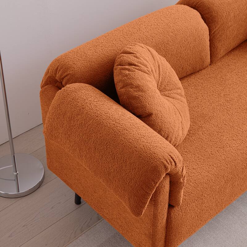 68.5" Brown Foam+Spring Sofa with Decorative Pillows for Small Spaces