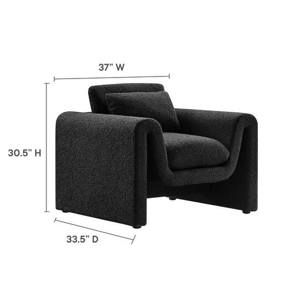 dimension image slide 1 of 2, Waverly Boucle Upholstered Armchair