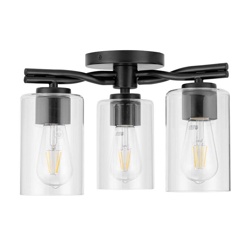 Prominence Home Lantier Matte Black 3-Light Semi-Flush with Clear Glass