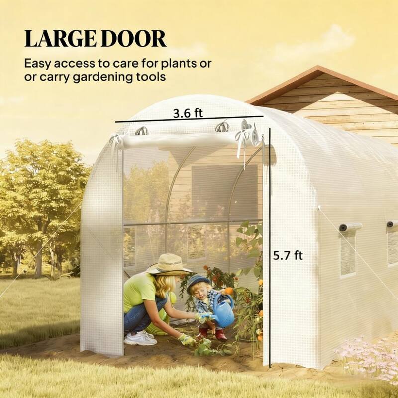 GDFStudio Outdoor Veyra Walk-In Greenhouse with PE Cover and Reinforced Frame