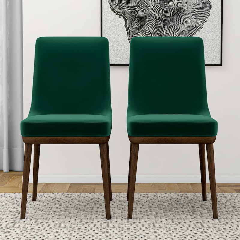 Belladonna Mid-Century Polyester Blend Dining Chair in Green (Set of 2) - Set of 2 - Green - Dining Height