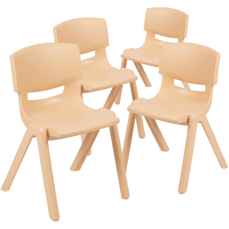 4 Pack Plastic Stackable K-2 School Chair with 13.25"H Seat - 15.75"D x 14.5"W x 23.25"H