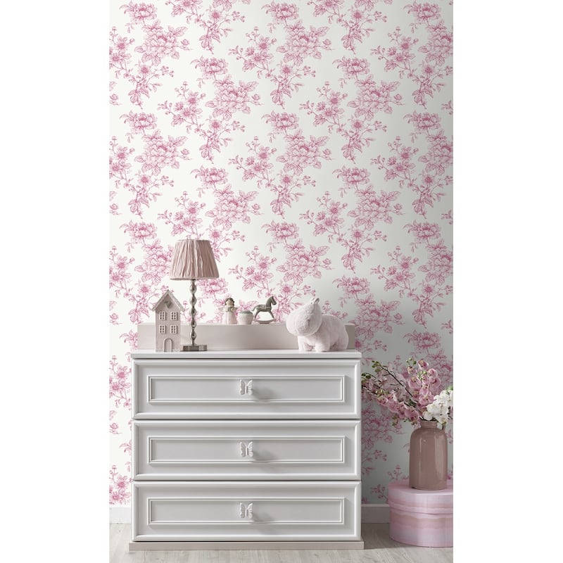 NextWall Sketched Floral Peel and Stick Wallpaper
