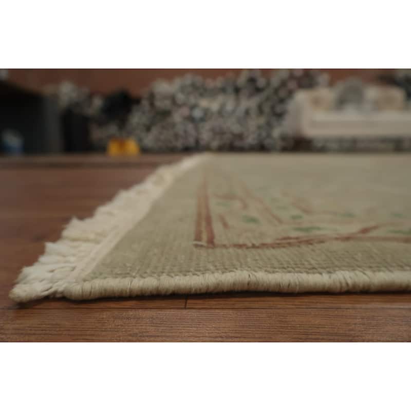Hand Knotted Oriental 100% Wool Carpet Traditional Floral Beige & Ivories Ziegler Area Rug - 16' 8'' X 8' 0''