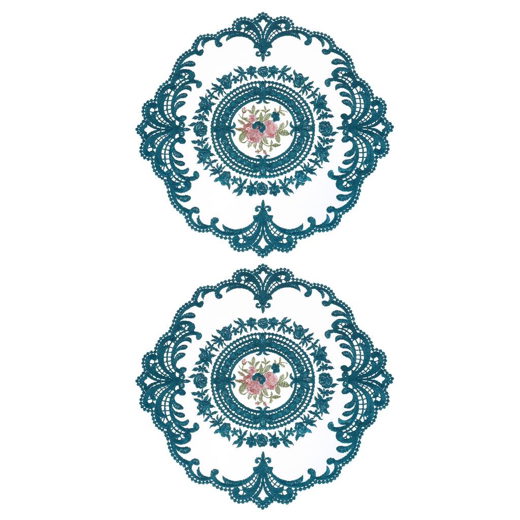 2 Pcs Retro Lace Placemats Crochet Cup Vase Table Mat for Dining Table