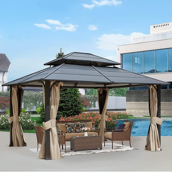 EROMMY 12 X 14 Hardtop Permanent Aluminum Patio Gazebo - Bed Bath ...