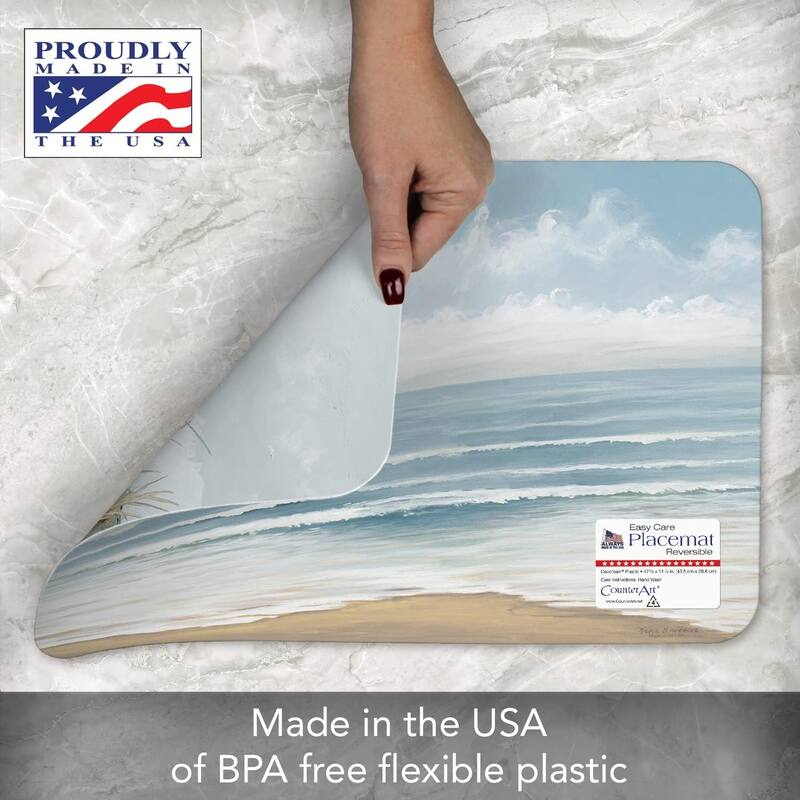 Wipe-Clean Reversible Decofoam Placemats, Coastal Scenery, Set of 4, Made in The USA