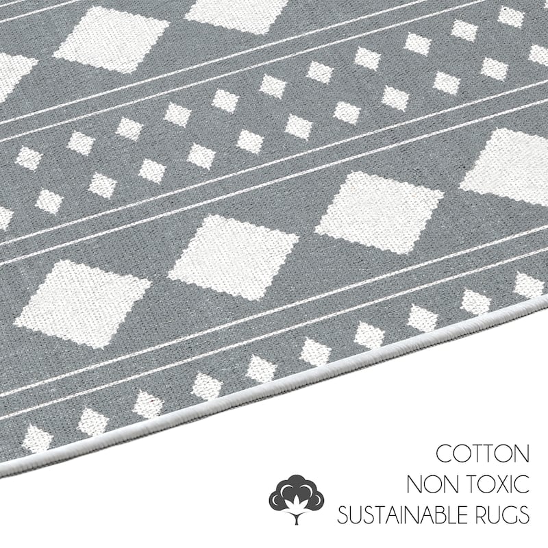 Sussexhome Heavy Duty Ultra Thin Non Slip Washable Cotton Indoor Rug - 2' x 3'
