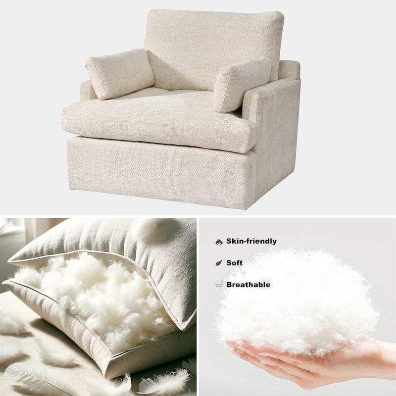 Chenille Oversized 41.5" Wide Down Fill Sofa Lounge Chair and A Half