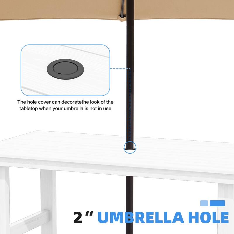 5-Piece HDPE Outdoor Dining Table Sets with Umbrella Hole - 1-Table 4-Chairs