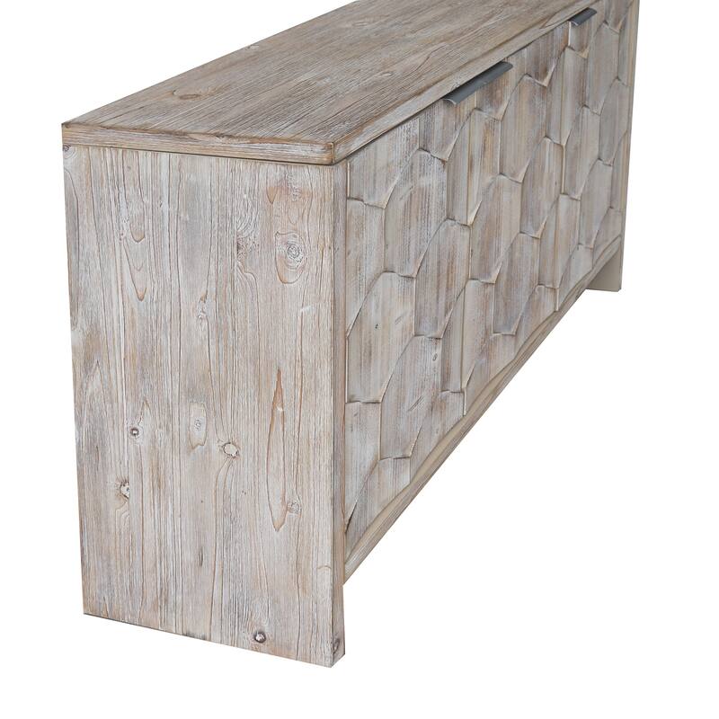 Farmhouse Style 3 Door Wooden Buffet Server Storage Cabinet