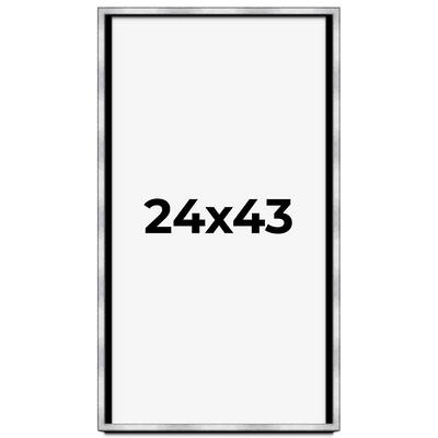 24x43 Shadow Box Frame Silver | 1.375 Inches Deep Real Wood