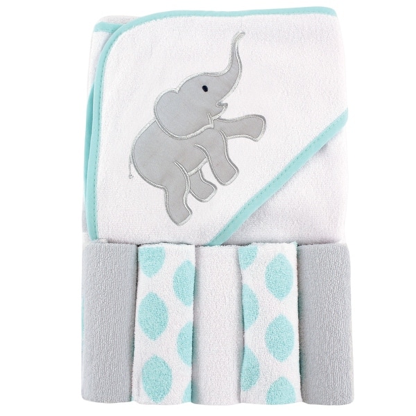 slide 1 of 1, Luvable Friends Baby Unisex Hooded Towel with Five Washcloths, Ikat Elephant, One Size - Ikat Elephant - One Size One Size - Ikat Elephant