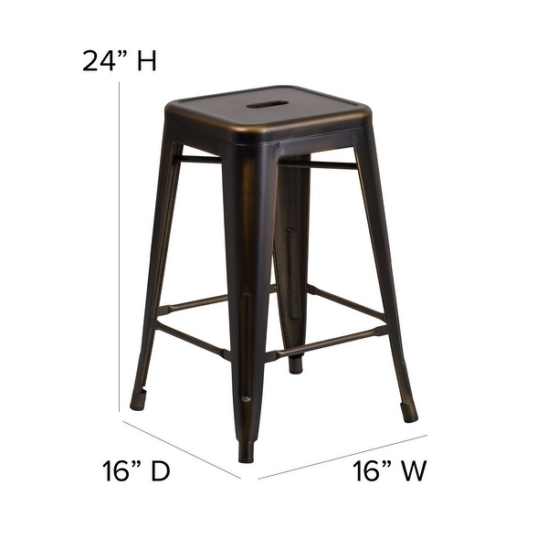 4 Pack 24 High Backless Distressed Metal Indoor Outdoor Counter Height Stool Bed Bath Beyond 27085627