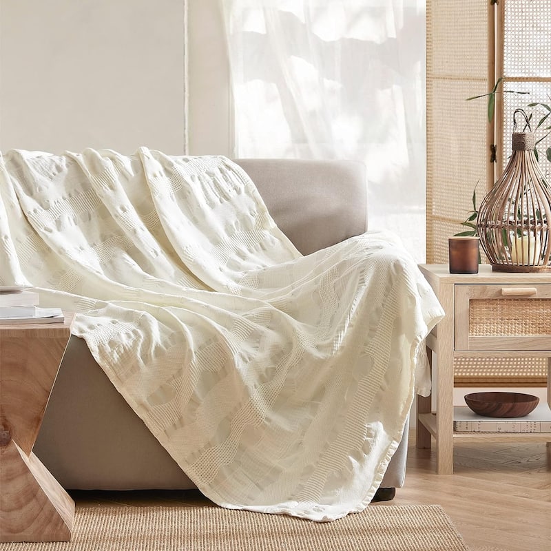 Terra é Pais - Textured Throw Blanket - Natural Off White