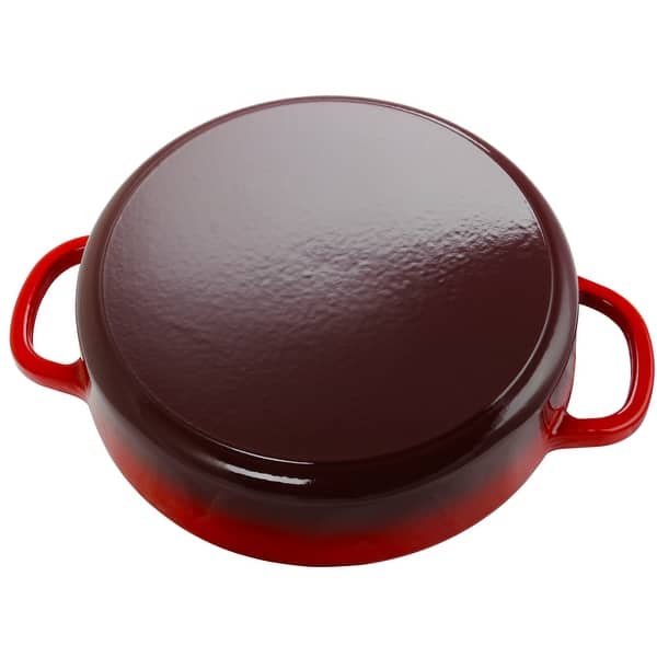 Enameled Cast Iron 5 Quart Round Braising Pan W/ Lid in Ruby On Sale