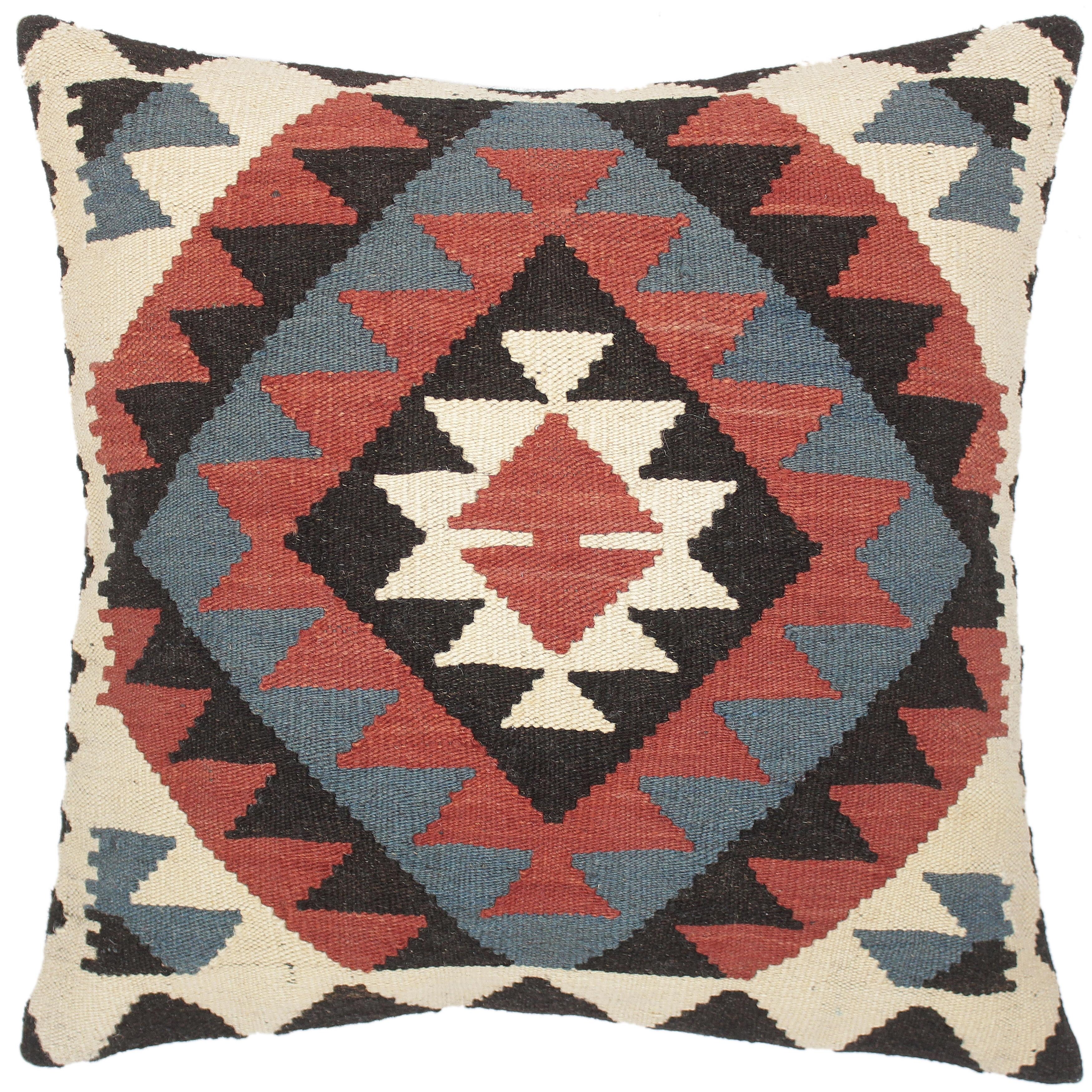 Turkish Hand-Woven Red wool tribal throw Pillow case