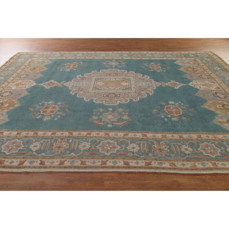 Over-Dyed Tabriz Persian Antique Area Rug Handmade Wool Carpet - 9'11"x 13'1"