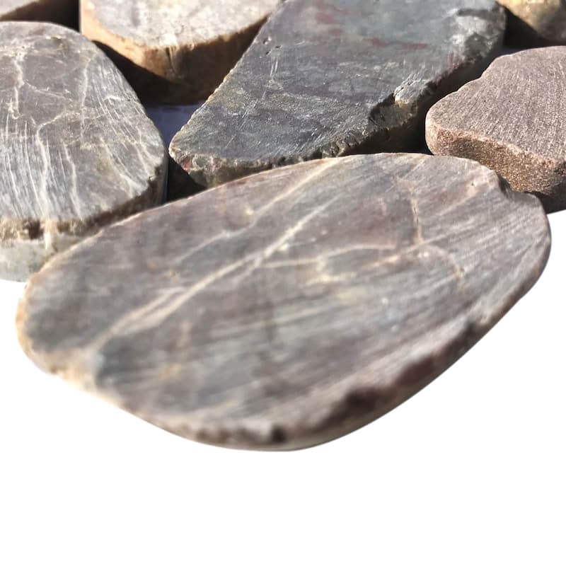 Crimson Natural Stone Sliced Pebble Mosaic Tile