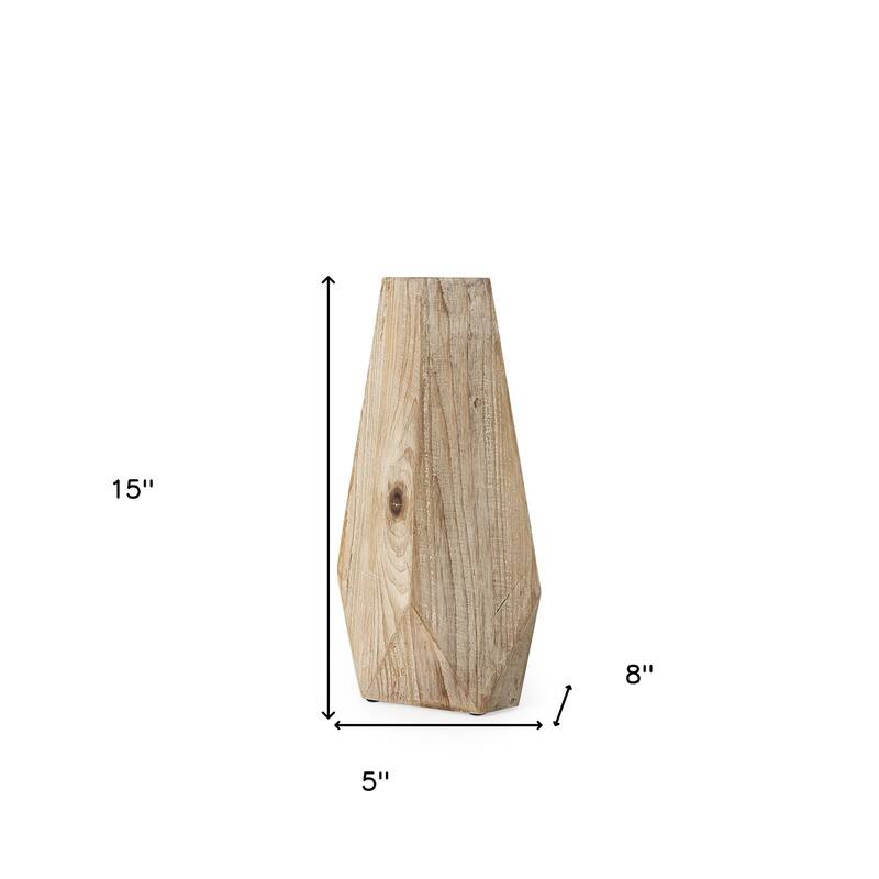 HomeRoots 9" Natural Abstract Cylinder Solid Wood Table Vase