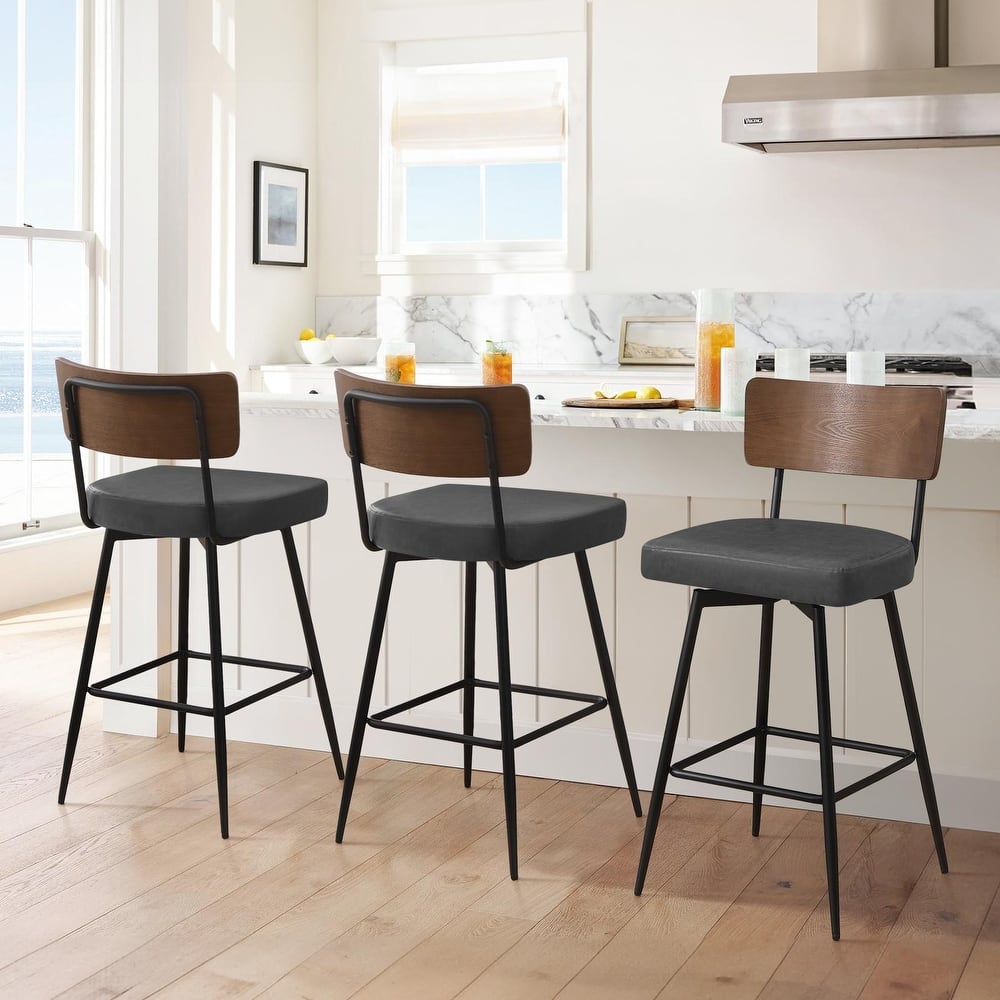 Faux Leather Upholstered Swivel Counter/Bar Stools Set of 2/3/4