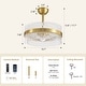 preview thumbnail 3 of 8, 20in Smart Gold Double-Layer Crossed Glass Rod Dimmable LED Ceiling Fan Light - 20''