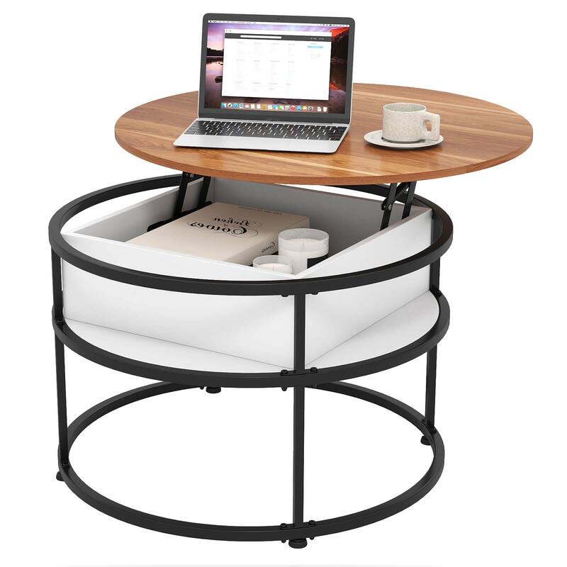 Costway 31.5” Lift Top Coffee Table with Hidden Compartment & Side - See Details - Black