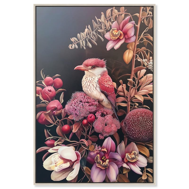 Bird and Bloom Canvas by Art Remedy - 36" x 54" - Silver