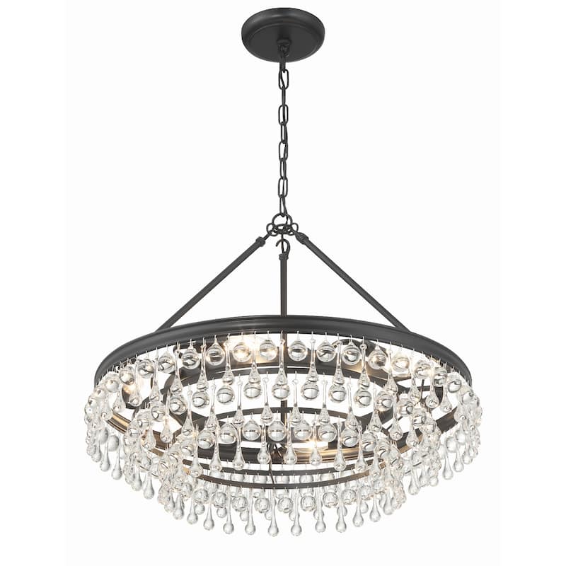 Calypso 6 Light Matte Black Chandelier - 25"W x 19.75"H x 25"D