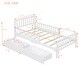 preview thumbnail 18 of 25, Twin Size Wood Platform Bed with Guardrails on Both Sides and 2 Storage Drawers, Gray