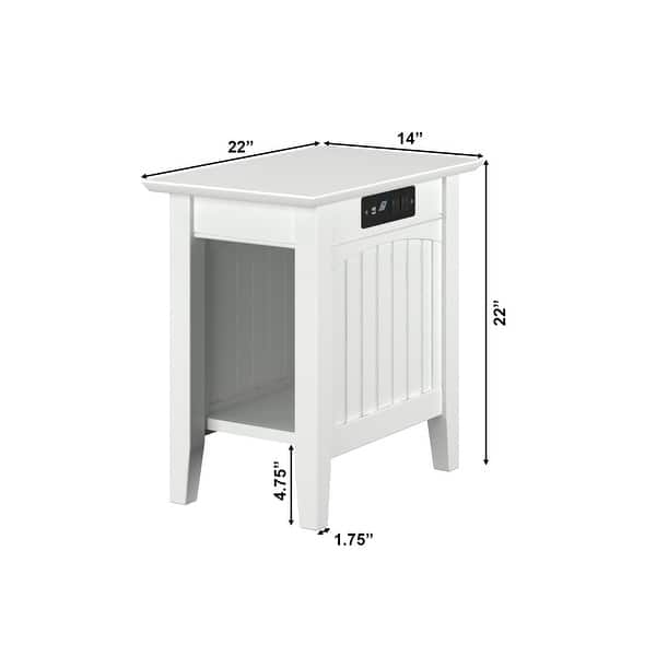 dimension image slide 4 of 5, AFI Nantucket Chair Side Table with Built-in Charger