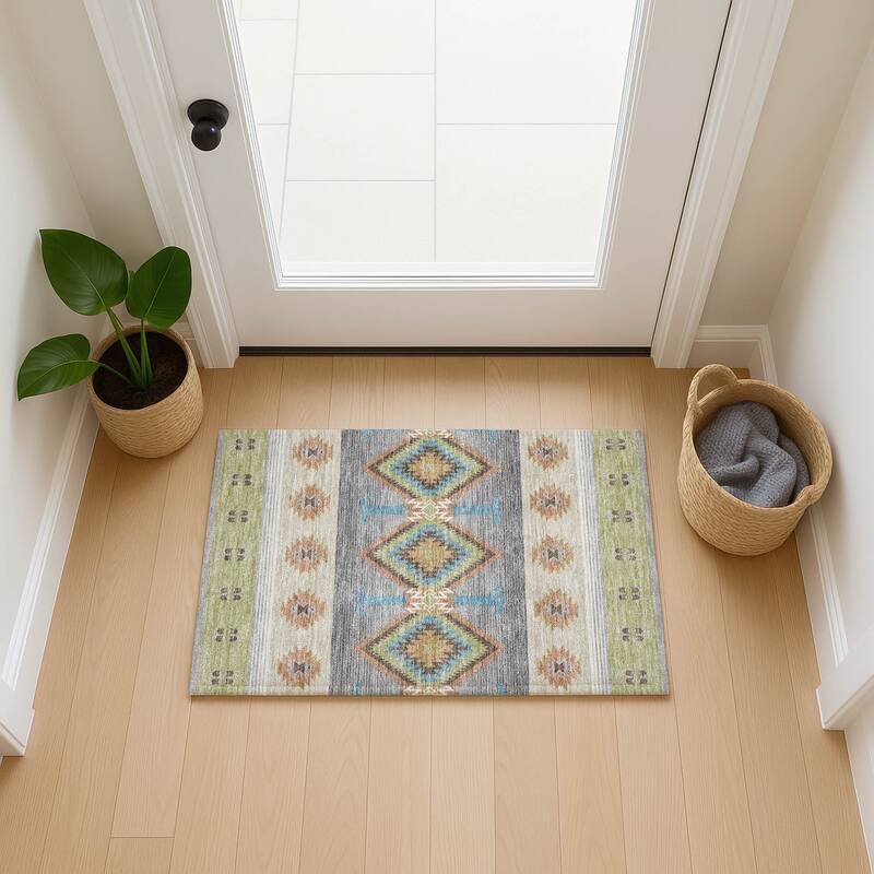 Machine Washable Indoor/ Outdoor Global Chennai Chantille Rug