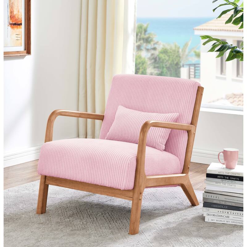 Lounge Chair with Wooden Frame - 32.25" D x 26" W x 30.5" H