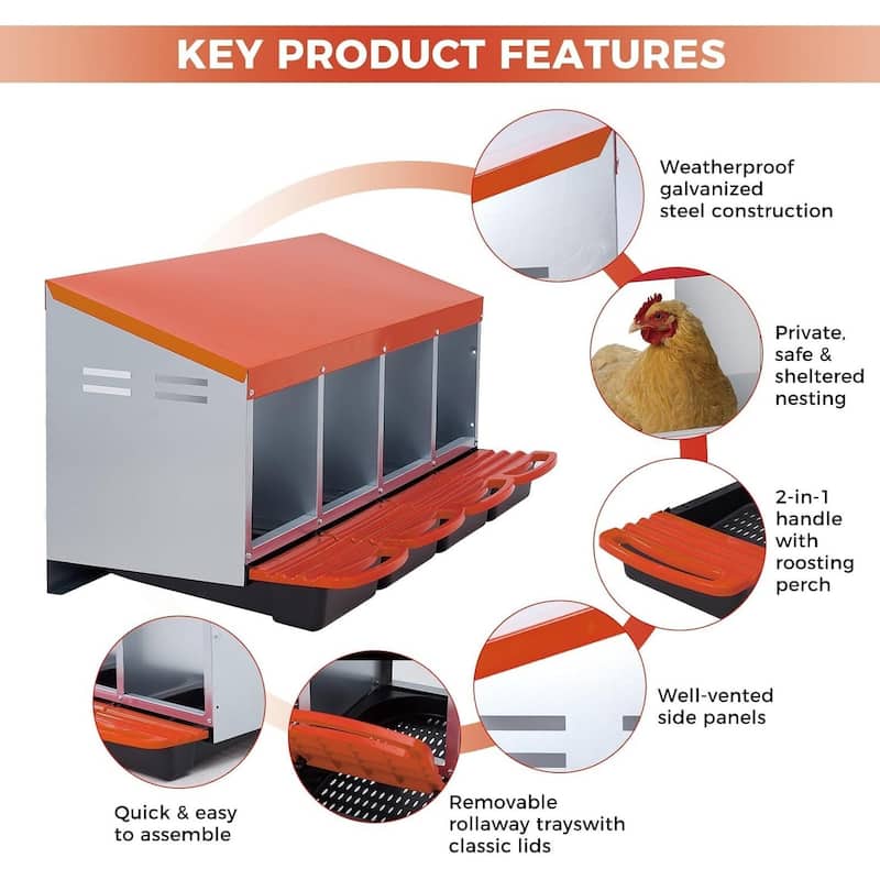 4 Holes Egg-Laying Boxes Nesting Boxes for Chickens Coops