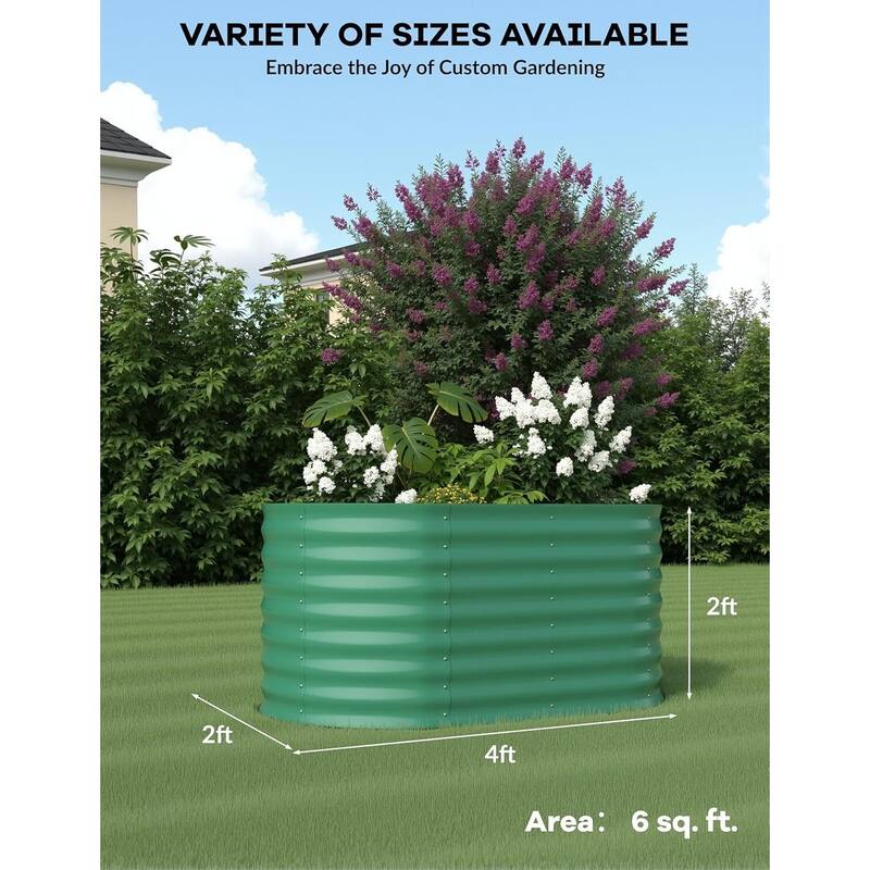 Oval Raised Garden Bed - 0.6mm Resistant Galvanized Steel Planter Box with Tool-Free Assembly,2 PCS