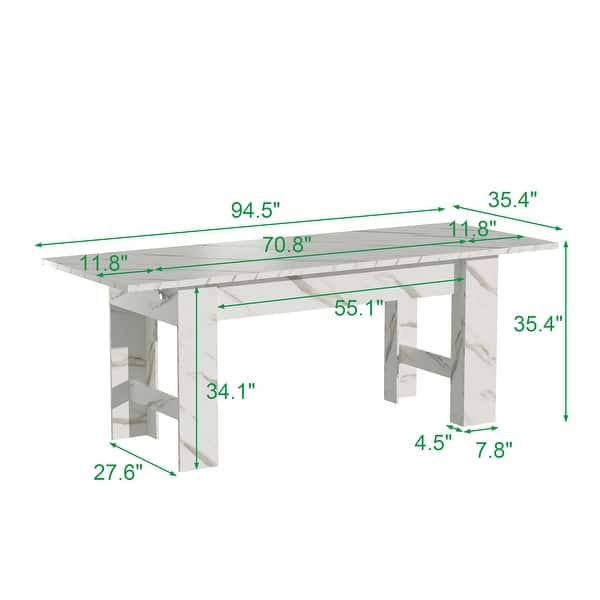 Folding Coffee Table with Expandable Drop Leaves Compact Multi-Purpose Dinging Table for Small Spaces - 94.5"x35.4"