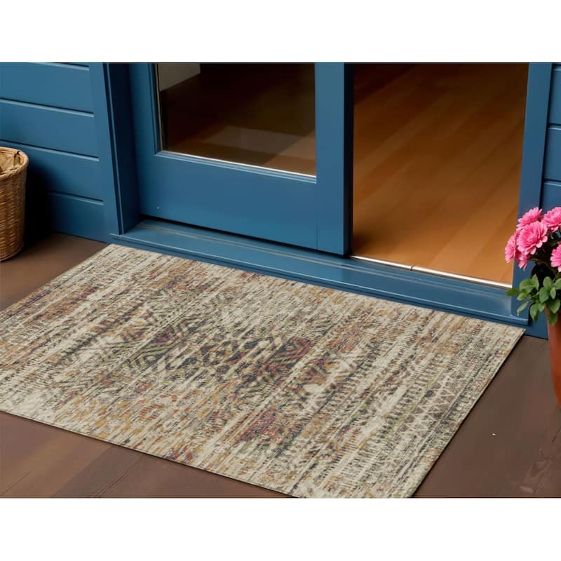 HomeRoots Moroccan Transitional Rectangle Outdoor Rug - 3' x 5'