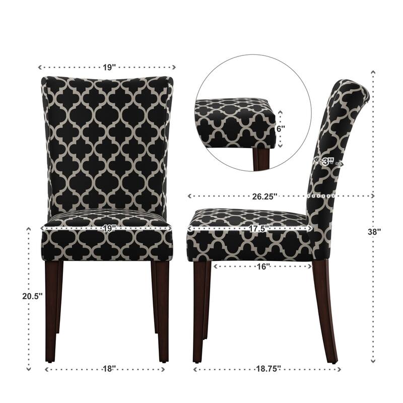 Catherine Moroccan Pattern Fabric Parsons Dining Chair (Set of 2) by iNSPIRE Q Bold
