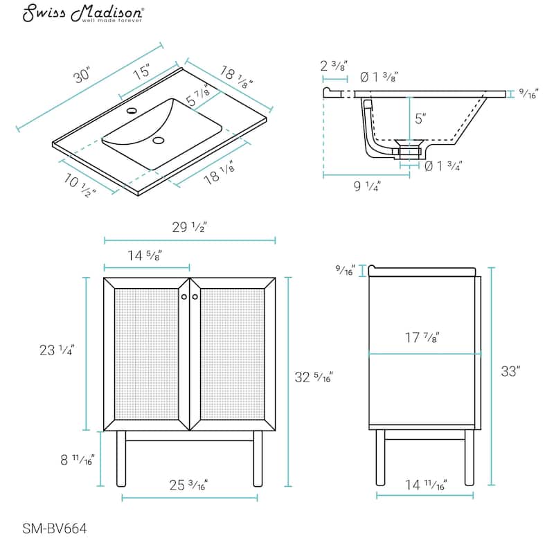 Classé 30" Bathroom Vanity in Oak